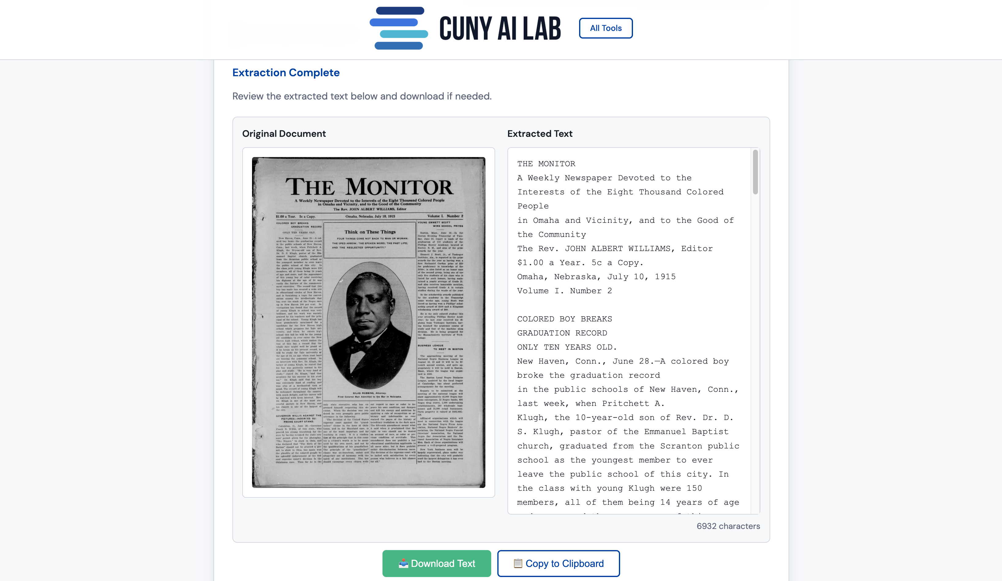 Media Tools OCR mode showing text extraction